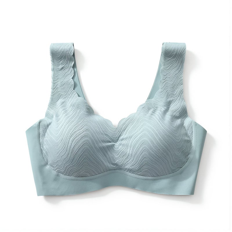Latex Bra for Women Seamless Wireless Lacy Soft Comfort Lingerie S 32 70 Gray - Image 2
