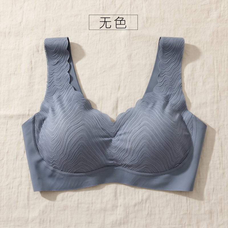 Latex Bra for Women Seamless Wireless Lacy Soft Comfort Lingerie S 32 70 Gray - Image 4