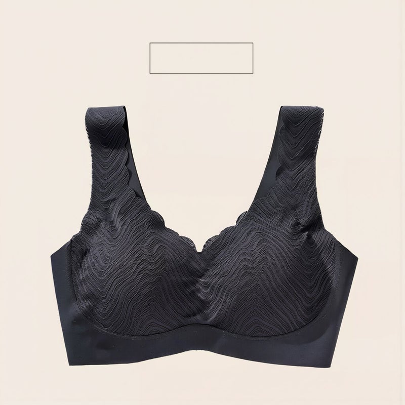Latex Bra for Women Seamless Wireless Lacy Soft Comfort Lingerie S 32 70 Gray - Image 5