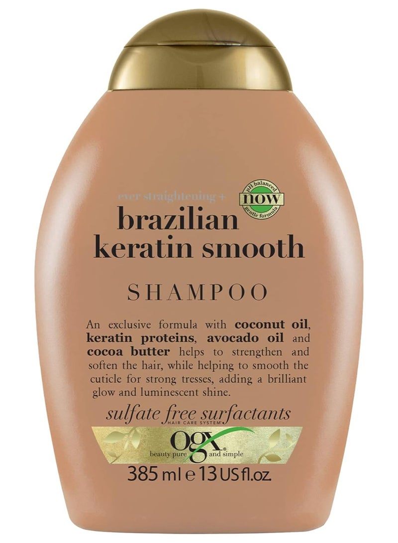 Ogx Ever Straightening+ Brazilian Keratin Smooth Shampoo Beige 385ml - Image 1