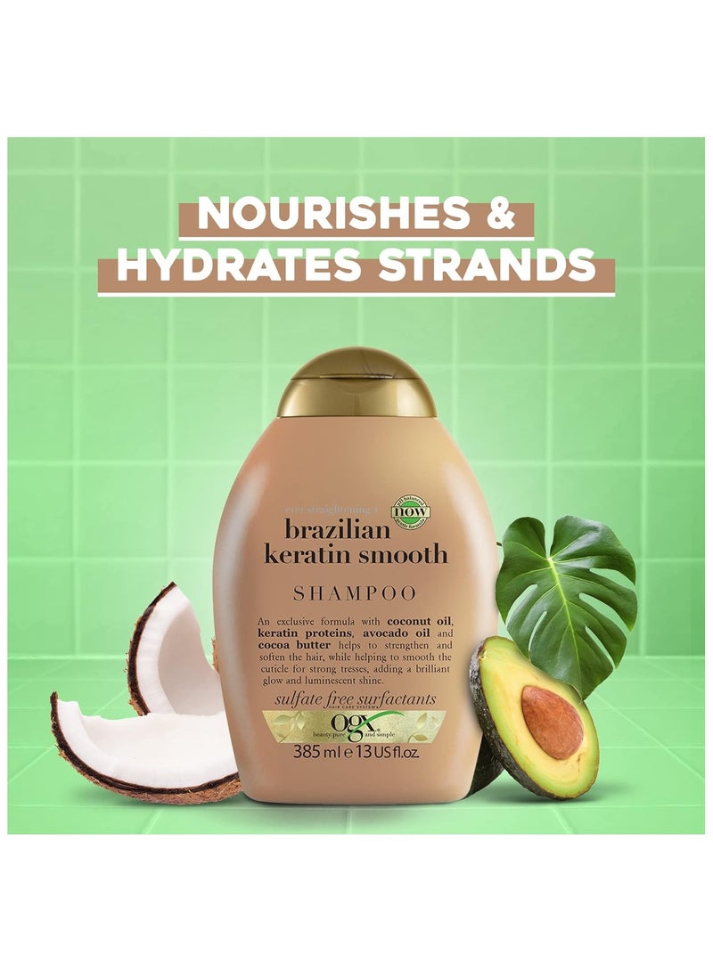 Ogx Ever Straightening+ Brazilian Keratin Smooth Shampoo Beige 385ml - Image 2