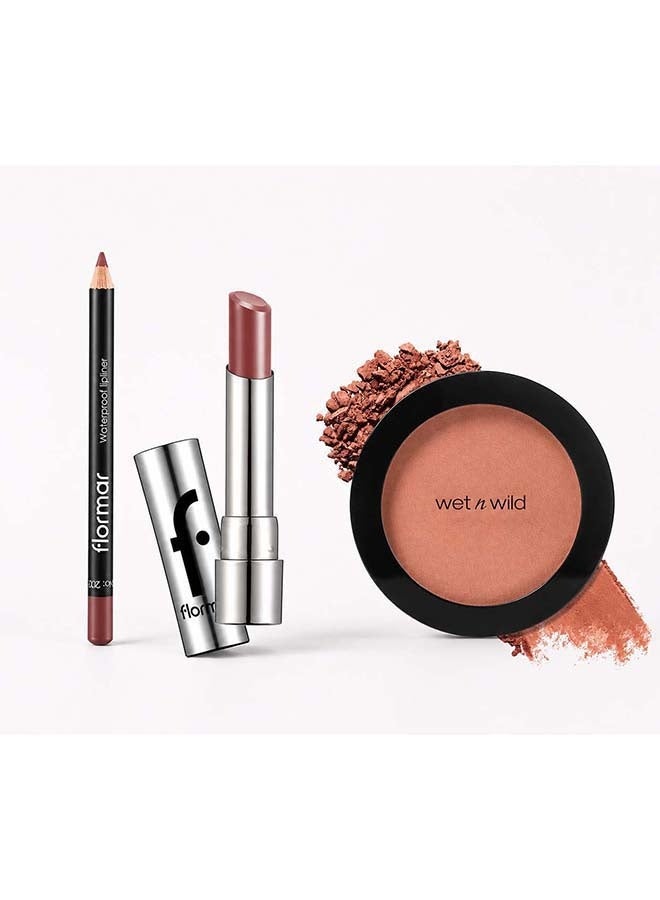 flormar Complete Diva Beauty Combo - Blush + Lipstick + Lip Pencil - Image 1