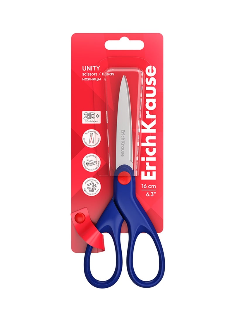 ErichKrause 1-Piece Unity Stainless Steel Scissors 16cm Size With Blue Handles - Image 1
