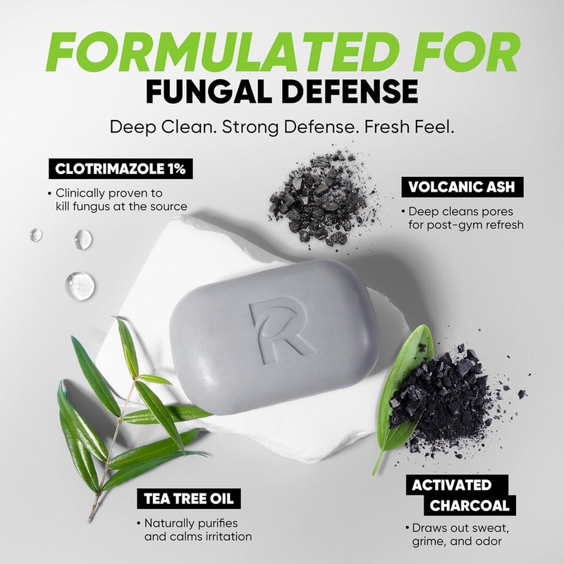 RoyceDerm Antifungal Soap for Active Skin Medicated Bar for Athletes Foot Jock Itch Ringworm with Tea Tree Oil Charcoal Volcanic Ash - Image 3
