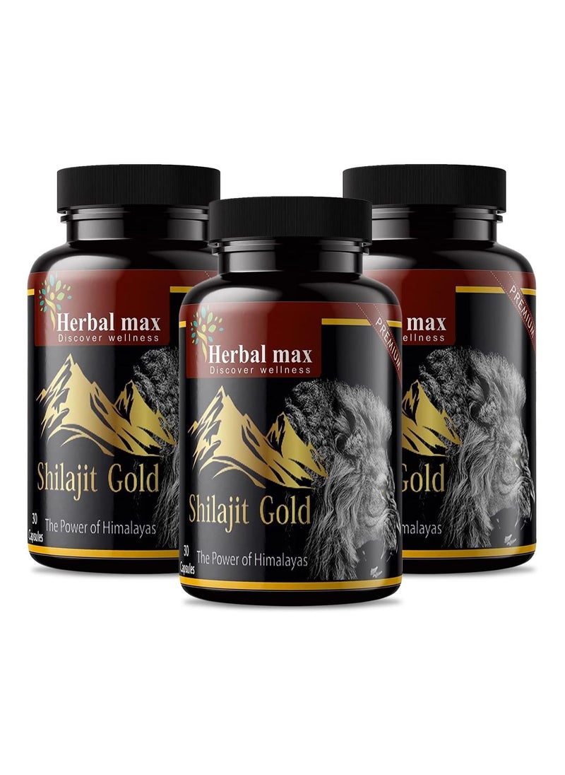 Herbal Max Pack Of 3 Himalayas Shilajit Gold Extract 800 Mg  - Image 1