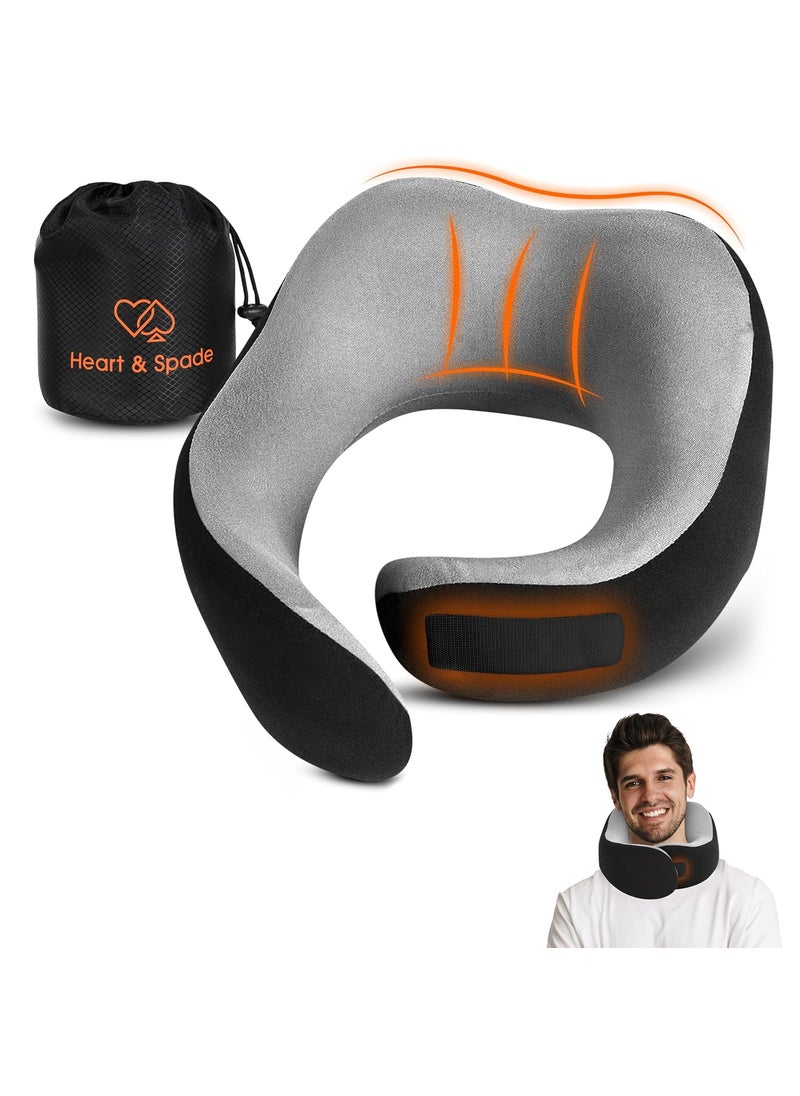 Heart & Spade Heart Spade Unique Quick Velcro Locking Travel Neck Pillow Pure Memory Foam 360Support Unique Blended Cotton Fabric Lightweight Travel Pillow for Long Distance Flights Flight pillowBlack  - Image 1
