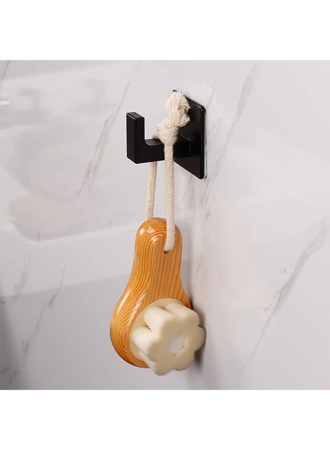 Loquat Adhesive Hooks, 4 Pack Self Adhesive Square Coat Hooks, SUS304 Stainless Steel Square Clothes Robe Hooks, for Bathroom, Kitchen, Bedroom(black) - Image 4