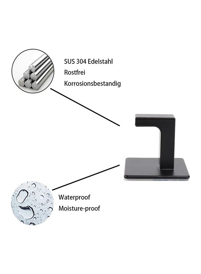 Loquat Adhesive Hooks, 4 Pack Self Adhesive Square Coat Hooks, SUS304 Stainless Steel Square Clothes Robe Hooks, for Bathroom, Kitchen, Bedroom(black) - Image 2