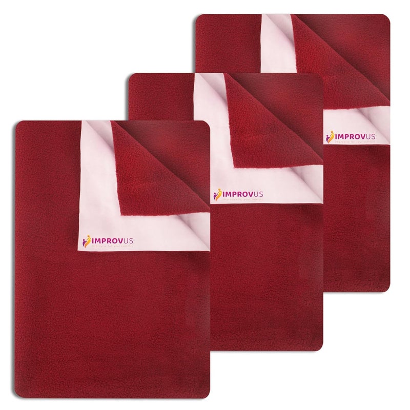 IMPROVUS Instadry AntiPiling Fleece Extra Absorbent Quick Dry Sheet for New Born Babies Cotton Bed Protector Mattress Reusable Waterproof Baby Cot Sheet for Toddler Infant Brown Pack of 4
