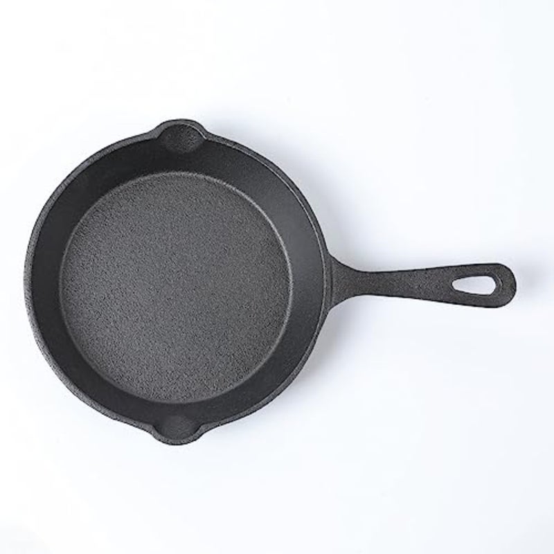 مقلاة صغيرة من الحديد الزهر متبلة مسبقًا، مقلاة دائرية من الحديد الزهر بقطر 6 بوصة - Image 3