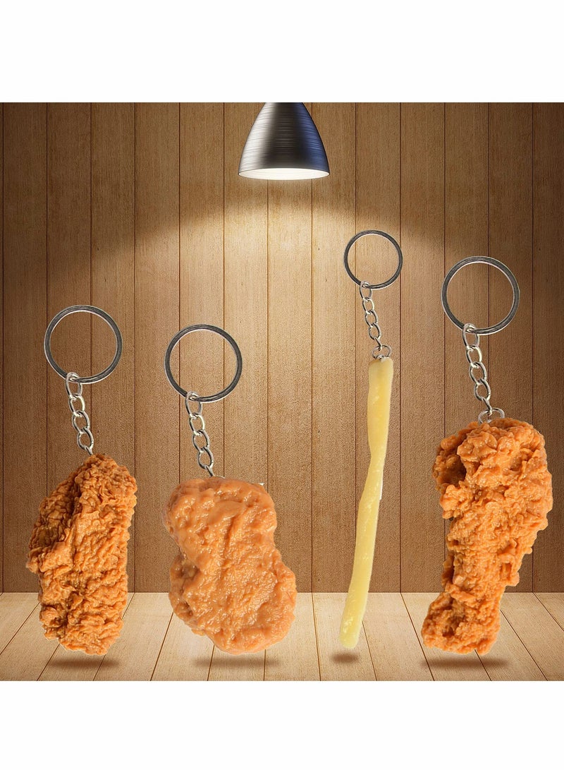 Artificial Food Keychain, Fried Chicken Fake Food Keychain Funny Gifts Backpack Car Accessories Car Charm Key Ring Toy Prank Stuff School Bag Accessory - Image 5