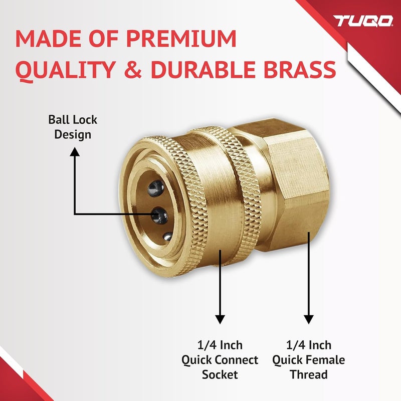 TUQO Premium Pressure Washer Nozzle Tips 1/4 inch | 4350PSI | 300Bar | 4pcs set 0, 15, 25, 40 With 1/4" Brass Quick Connector | Pack of 5 | Pressure Washer Accesories - (DS102 Combo) - Image 3