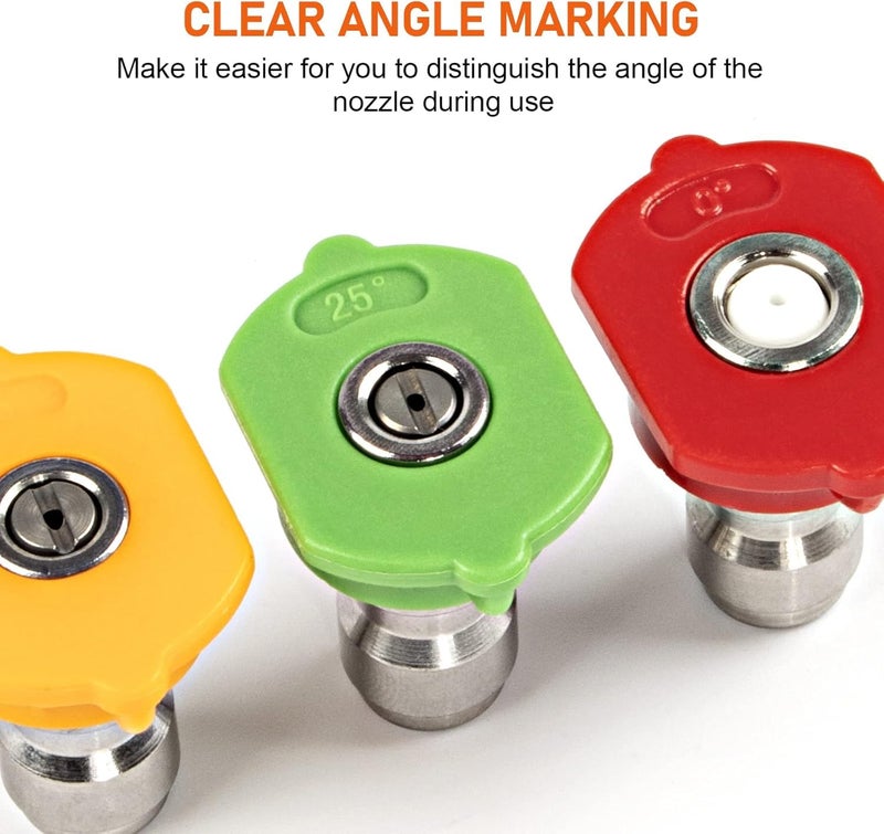 TUQO Premium Pressure Washer Nozzle Tips 1/4 inch | 4350PSI | 300Bar | 4pcs set 0, 15, 25, 40 With 1/4" Brass Quick Connector | Pack of 5 | Pressure Washer Accesories - (DS102 Combo) - Image 5