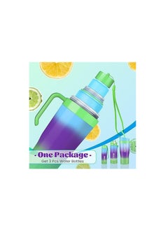 Spaceshoop Gradient Water Bottle Set, 3 Sizes (1200ml/800ml/300ml), Double Drinking Cup with Straw and Handle  - Image 2