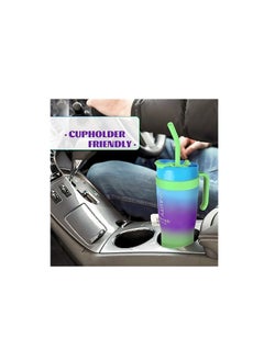 Spaceshoop Gradient Water Bottle Set, 3 Sizes (1200ml/800ml/300ml), Double Drinking Cup with Straw and Handle  - Image 3