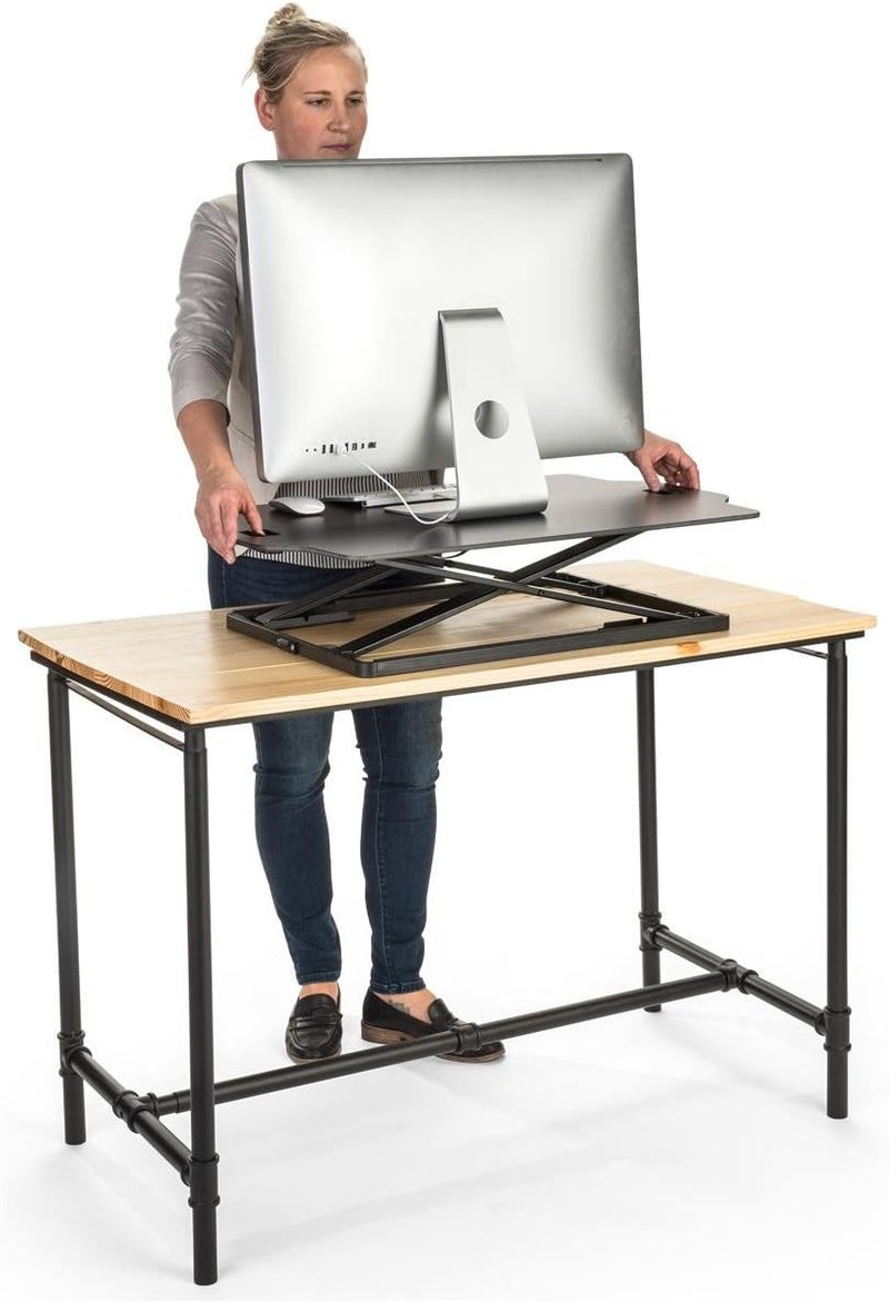Displays2go Displays2go Sit Stand Workstations for Desktop with Height Adjustable Design  Black FDSD06SSBK  - Image 4