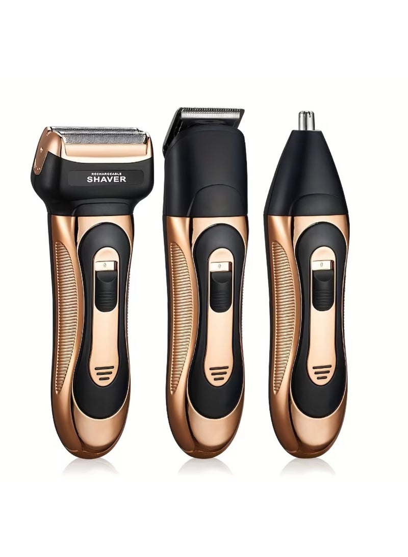 YACD EJ-82065-A 3-in-1 Rechargeable Grooming Set with Hair Clipper, Shaver and Nose Trimmer, USB Charging, Cord/Cordless Use, Lithium Battery - Image 1