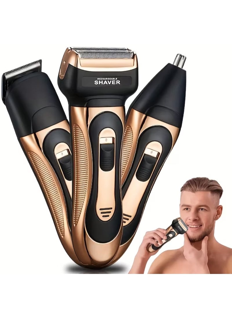 YACD EJ-82065-A 3-in-1 Rechargeable Grooming Set with Hair Clipper, Shaver and Nose Trimmer, USB Charging, Cord/Cordless Use, Lithium Battery - Image 3