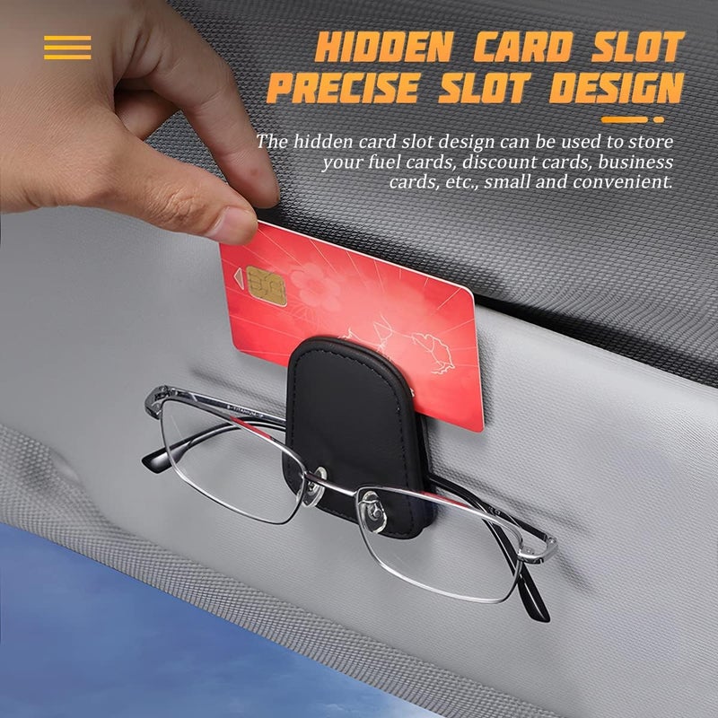 Soporte de anteojos de sol para visera de coche, soporte de piel para anteojos, soporte magnético para anteojos y clip para tarjeta de boletos, accesorios interiores de automóvil, - Image 5