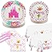PTECDROTS Princess Party Decorations 162pcs Castle Decorations Including Pink Plates Napkins Forks and Tablecloth for Princess Baby Shower Decorations Princess Birthday Supplies Plates Fork Set Serve 40 - Image 3