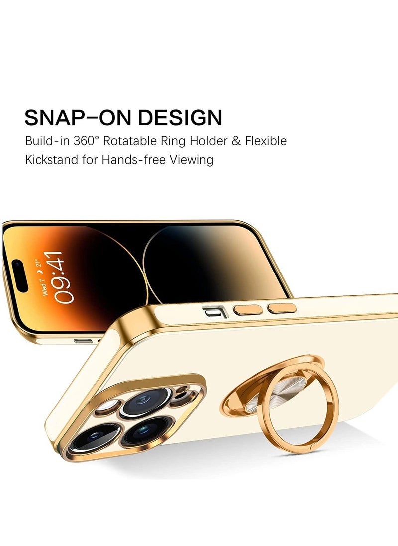 Raxoom iPhone 14 Pro Max Case, 360Â° Rotation Kickstand Ring Holder Plating Edge Soft Rubber TPU Bumper Slim Flexible Shockproof Protective Phone Case Cover for 6.7 inch iPhone 14 Pro Max 2022 - Image 4