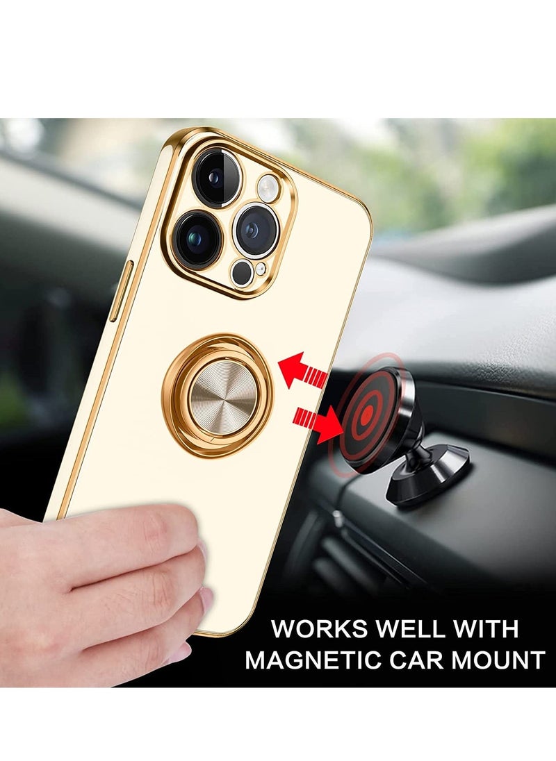 Raxoom iPhone 14 Pro Max Case, 360Â° Rotation Kickstand Ring Holder Plating Edge Soft Rubber TPU Bumper Slim Flexible Shockproof Protective Phone Case Cover for 6.7 inch iPhone 14 Pro Max 2022 - Image 5