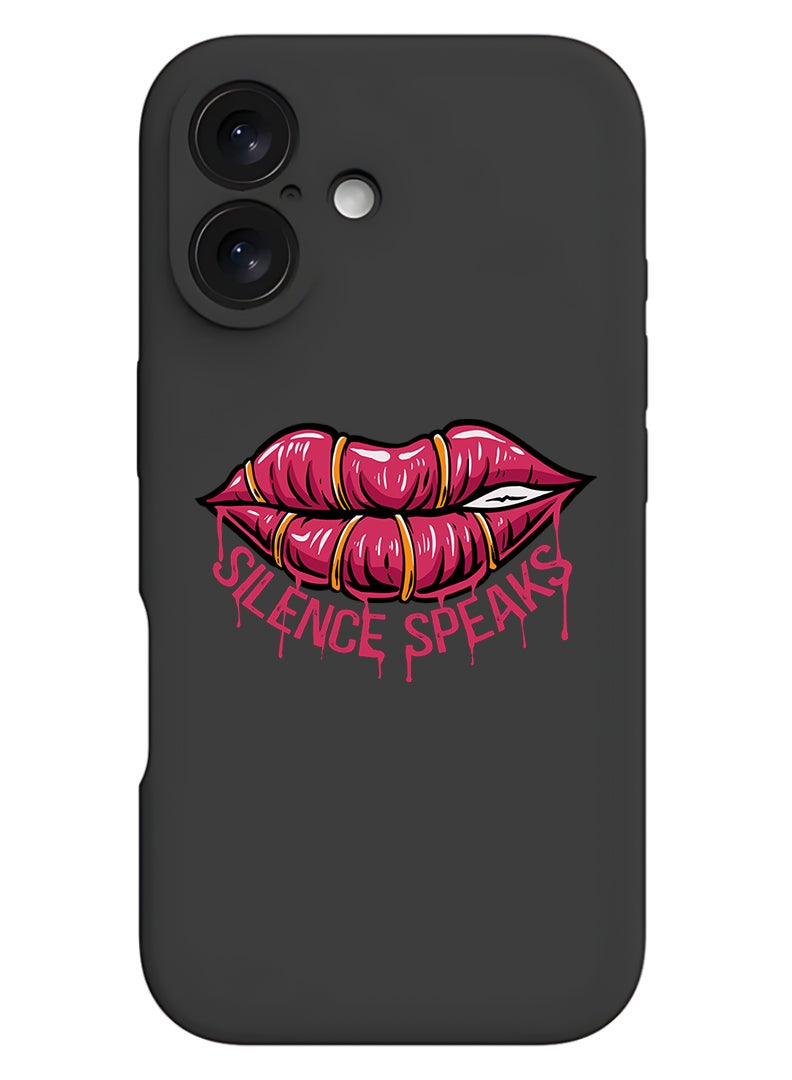 Theodor Protective Slim Fit Case Liquid Silicone Cover with Full Body Protection Anti-Scratch Shockproof Case For Apple iPhone 17 (Black) Silence Speaks - Image 1