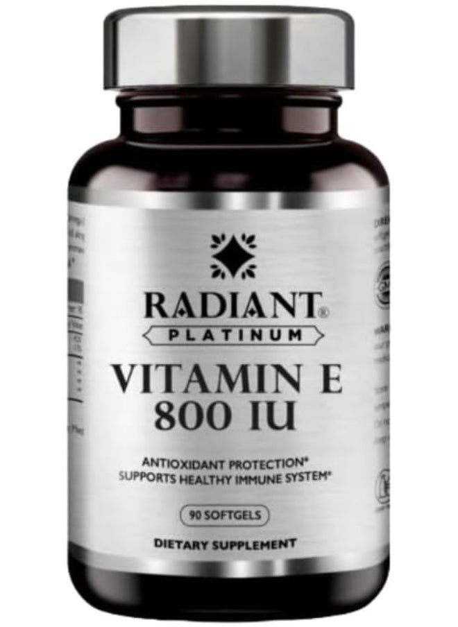 Radiant Platinum - Vitamin E 800 Iu Supports Immune System Function Powerful Antioxidant Supports Skin Health 90 Softgels - Image 1