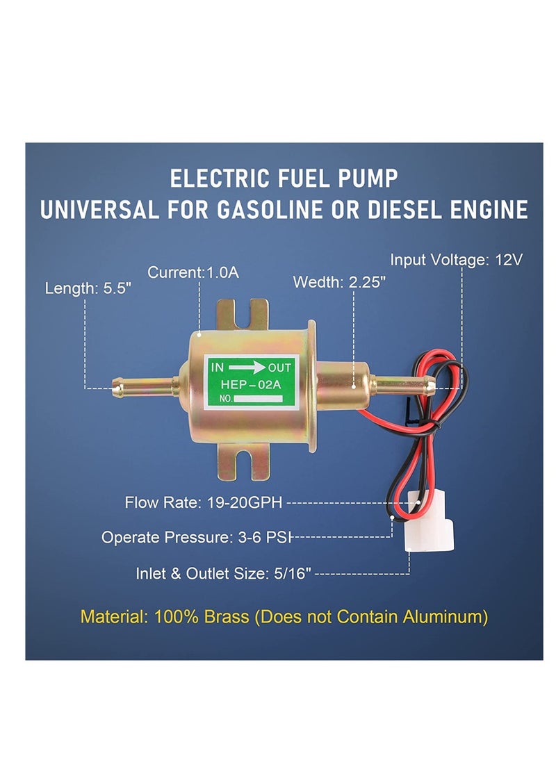 Universal 12V Heavy Duty Electric Fuel Pump Metal Solid Petrol For Motorcycle Carburetor ATV Trucks Boats For Gasoline or Diesel Engine - Image 2