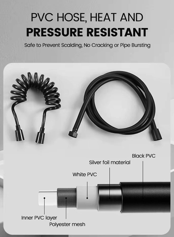 ALongDeng Shower Head with Handheld & Rain Shower Head with Handheld Spray Combo Complete Shower Faucet Set - Height Adjustable Shower System with Shower Set for Bathroom black - Image 5