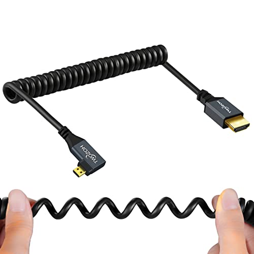 Twozoh كابل Micro HDMI إلى HDMI ملفوف بزاوية 90 درجة من توزوه، كابل Micro HDMI إلى HDMI ملفوف بطول ممتد من 30 سم إلى 150 سم - يدعم 3D/4K 1080p (5 أقدام) - Image 1