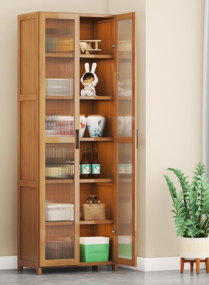 خزانة تخزين المطبخ 7 طبقة تخزين رف الجانبية خزانة عرض أرضية خزانة مقاومة للغبار رف الكتب خزانة المطبخ لفرن الميكروويف وأدوات الطاولة وأدوات المطبخ (60 * 31 * 190 سم) - Image 4