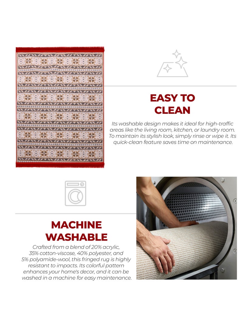 BiggHome Area Rug 120x180cm, Made in Turkey, Indoor Area Rug, Carpet for Home, Machine Washable, Durable, Ethnic-Inspired Pattern for Living Room - SA25BA - Image 5