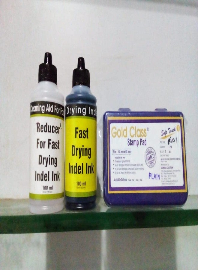Gold Class Fast Drying/Anti Freeze/Batch Coding Ink Black with Thinner/Reducer (Pack of Ink & thinner Bottles). Professional Acrylic Ink 1-oz jar, Carbon Black with 1 PAD (100 ML Set 3) - Image 3