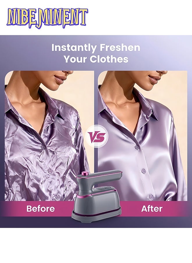 NIBEMINENT Portable Handheld Steam Iron, 1000W Mini Travel Garment Steamer, 70ml Water Tank, 20s Fast Heating, Wet & Dry Dual Ironing, Flat & Hanging Ironing, Comes with Measuring Cup & Heat Resistant Pad, for Home & Travel - Image 5