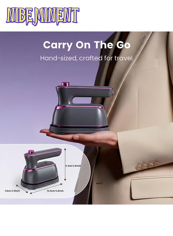 NIBEMINENT Portable Handheld Steam Iron, 1000W Mini Travel Garment Steamer, 70ml Water Tank, 20s Fast Heating, Wet & Dry Dual Ironing, Flat & Hanging Ironing, Comes with Measuring Cup & Heat Resistant Pad, for Home & Travel - Image 3