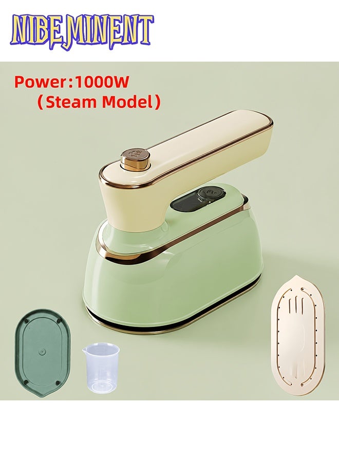 NIBEMINENT Portable Handheld Steam Iron, 1000W Mini Travel Garment Steamer, 70ml Water Tank, 20s Fast Heating, Wet & Dry Dual Ironing, Flat & Hanging Ironing, Comes with Measuring Cup & Heat Resistant Pad, for Home & Travel - Image 1