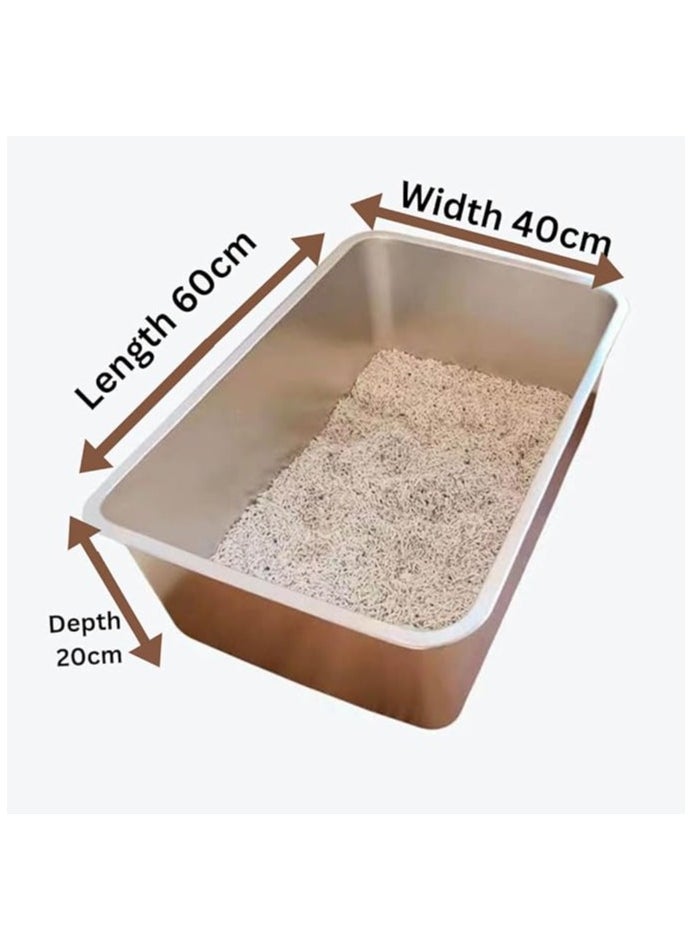 TRADE BAY - XXXL Cat Litter Box Stainless Steel(201) 60X40X20cm - Image 1