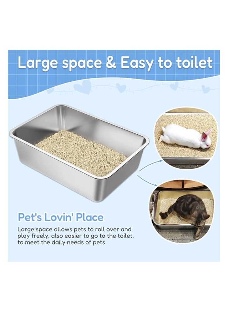 TRADE BAY - XXXL Cat Litter Box Stainless Steel(201) 60X40X20cm - Image 1
