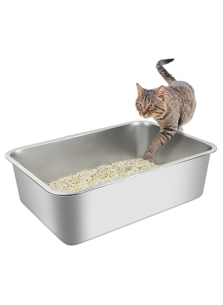 TRADE BAY - XXXL Cat Litter Box Stainless Steel(201) 60X40X20cm - Image 1