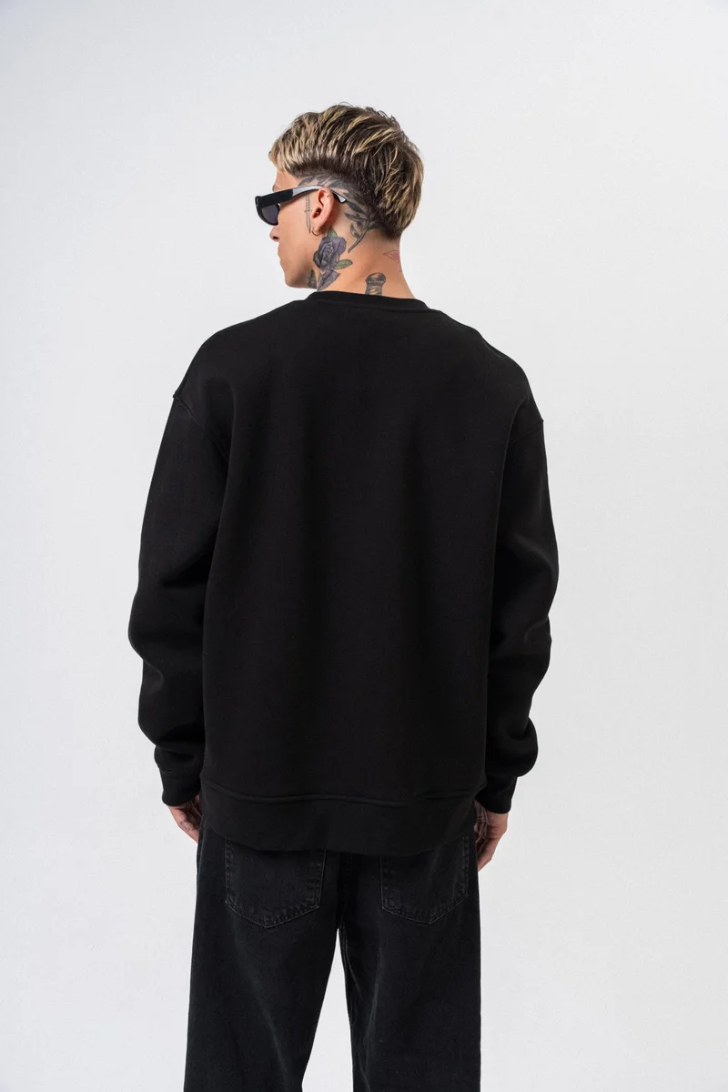 RESPIRE Men's Respire Letter Detail Basic Oversize Sweatshirt Black