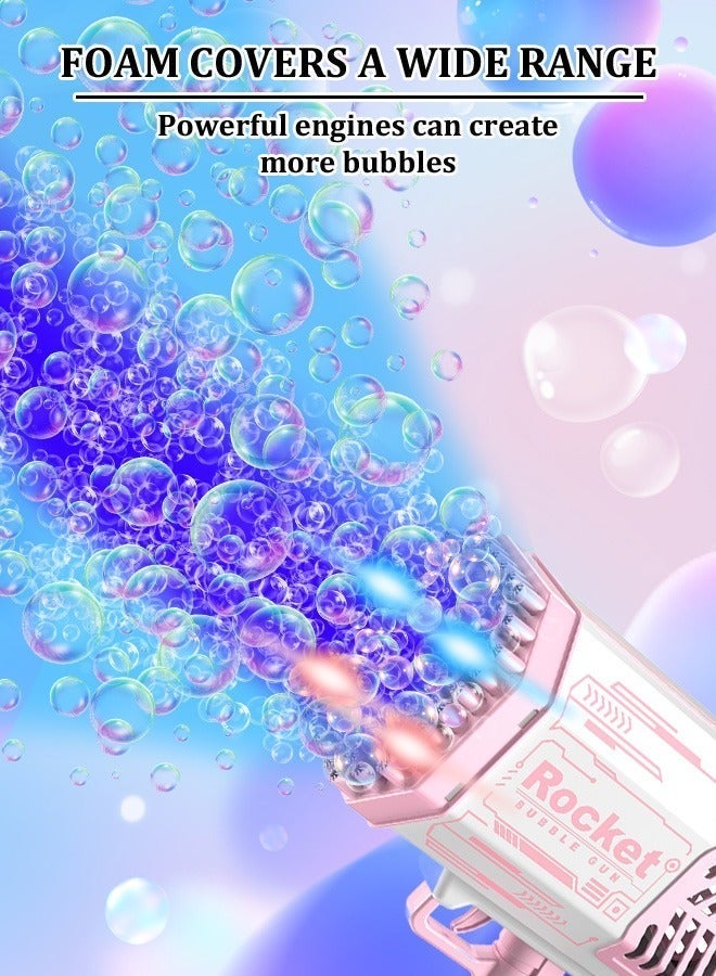 Bazooka 【Eid Gifting】Upgraded Bubble Machine Guns, Bubble Makers with Light, Bubble Solution, 69 Holes Bubbles Machine for Kids, Summer Toy Gift for Outdoor Indoor Birthday Wedding Party & Upgraded Bubble Machine Guns, Bubble Makers with Light, Bubble Solution, 69 Holes Bubbles Machine for Kids, Summer Toy Gift for Outdoor Indoor Birthday Wedding Party - Pink Bubble Gun Bundle - Image 3
