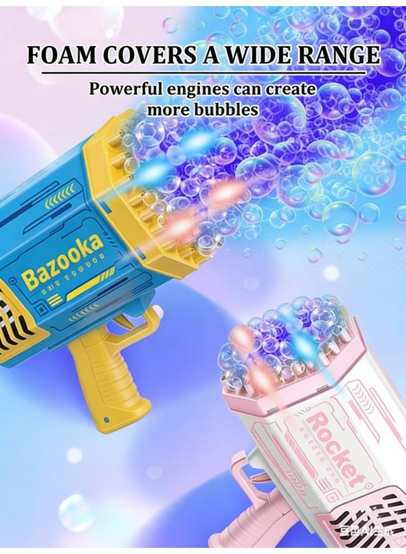 Bazooka 【Eid Gifting】Upgraded Bubble Machine Guns, Bubble Makers with Light, Bubble Solution, 69 Holes Bubbles Machine for Kids, Summer Toy Gift for Outdoor Indoor Birthday Wedding Party & Upgraded Bubble Machine Guns, Bubble Makers with Light, Bubble Solution, 69 Holes Bubbles Machine for Kids, Summer Toy Gift for Outdoor Indoor Birthday Wedding Party - Pink Bubble Gun Bundle - Image 1