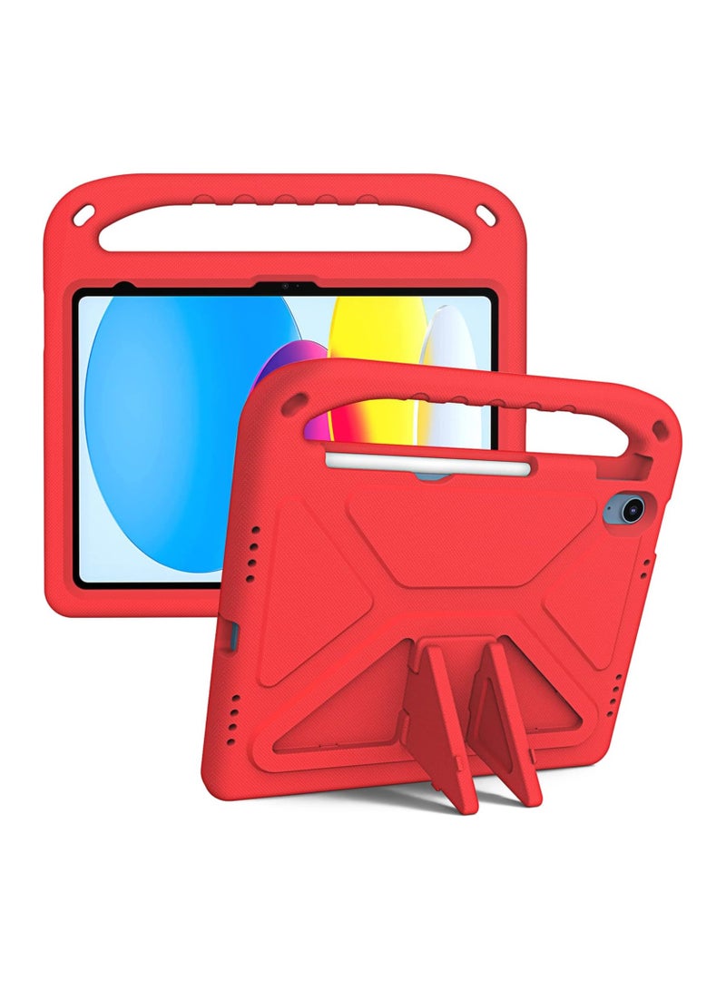 VKL Kids Case for iPad A16 11 inch 2025 (11th Gen) & iPad 10th Generation (10.9" 2022): Durable Shockproof Lightweight Stand Cover with Handle for Kids (Red) - Image 1
