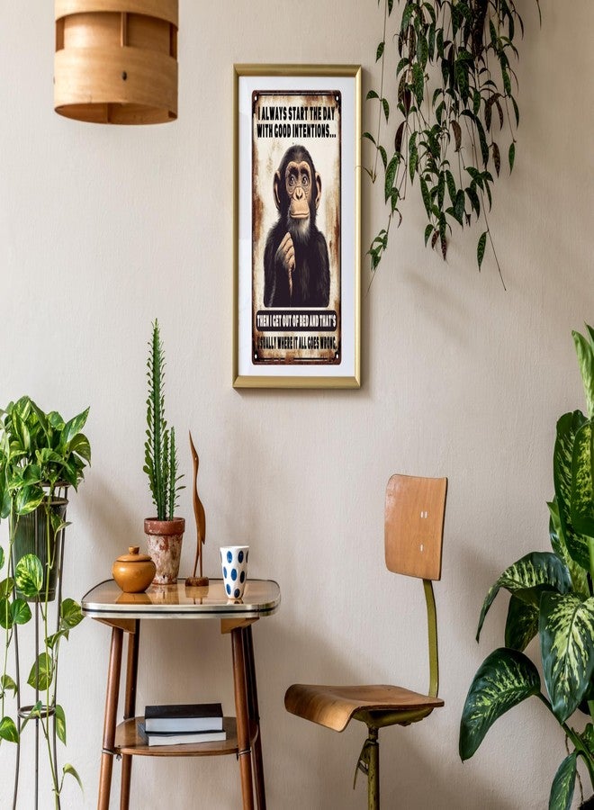 CSWLJS Monkey Decor Start With Funny Poster Sarcastic Metal Vintage Aluminum Sign Decor Retro Garage Wall Decor Club Living Room Wall Decor Plaque Home Decor Porch Decor Farmhouse Decor Holiday Gift 8x12 In - Image 4