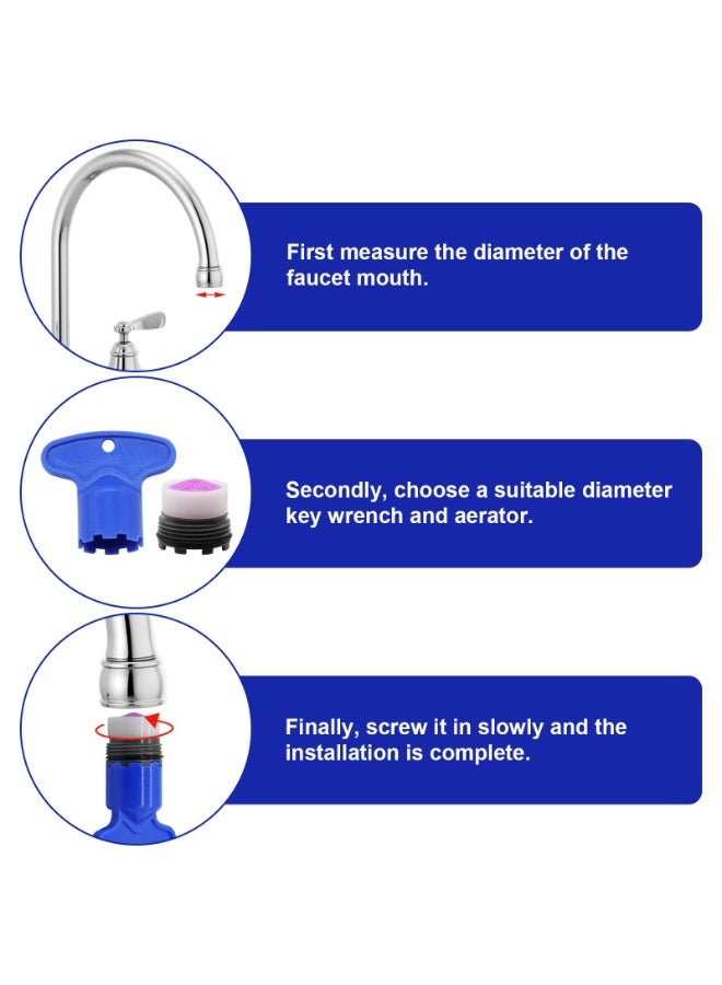 4 Pcs 2 Sets M16.5 Tap Aerator Insert With Removal Wrench Tool Water Saving Flow Restrictor Anti Splashing Faucet Replacement Spare Parts Universal For Bathroom Basin Kitchen Sink Water Tap - Image 4