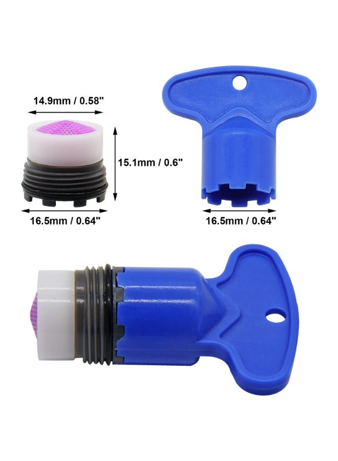 4 Pcs 2 Sets M16.5 Tap Aerator Insert With Removal Wrench Tool Water Saving Flow Restrictor Anti Splashing Faucet Replacement Spare Parts Universal For Bathroom Basin Kitchen Sink Water Tap - Image 3