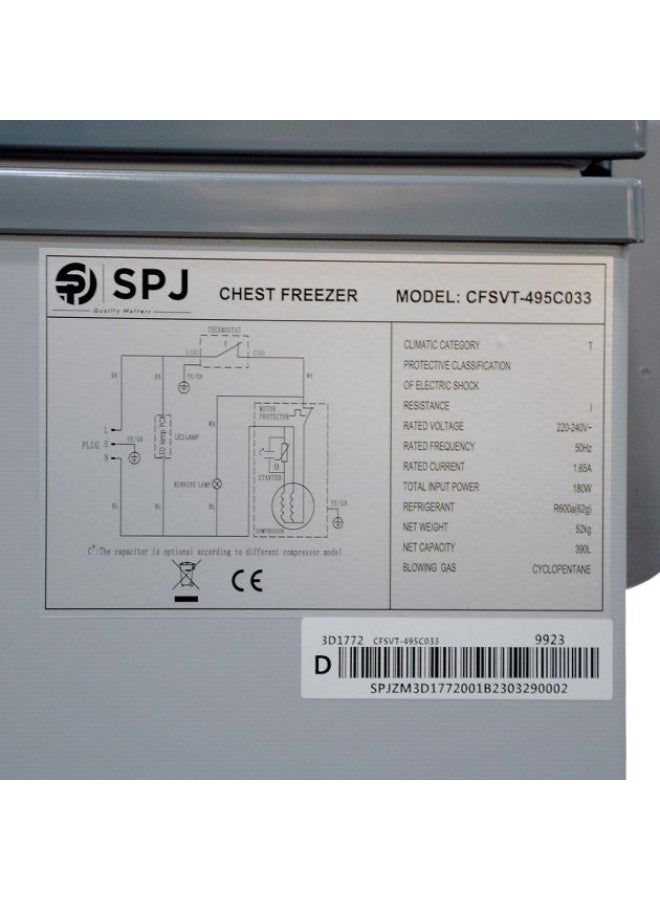 SPJ SPJ 495 L Chest Freezer – SLW495C / CFVT‑495C033, Huge Capacity, Hard‑Top Sliding Lid, LED Light & R600a Cooling - Image 3