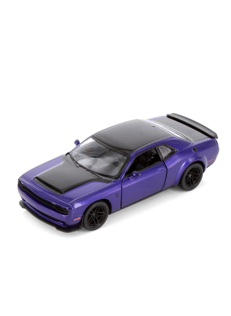 Kinsmart Pull Back Action 1:40 Scale 2023 Dodge Challenger SRT Demon 170 Doors Openable Collectible Toy Car  - Image 1