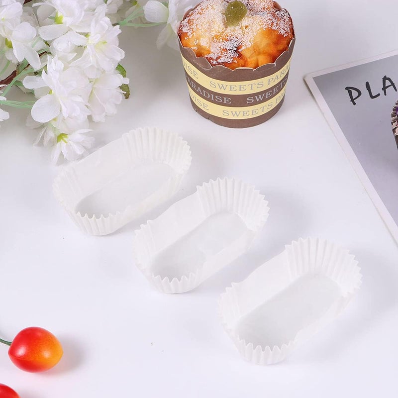 comfrt Oval Cake Paper Tray: 1000pcs Loaf Bread Baking Liners Baking Cups Grease Proof Cupcake Liners Boat Shape Paper Cups for Muffins Cupcakes Mini Snacks - Image 5